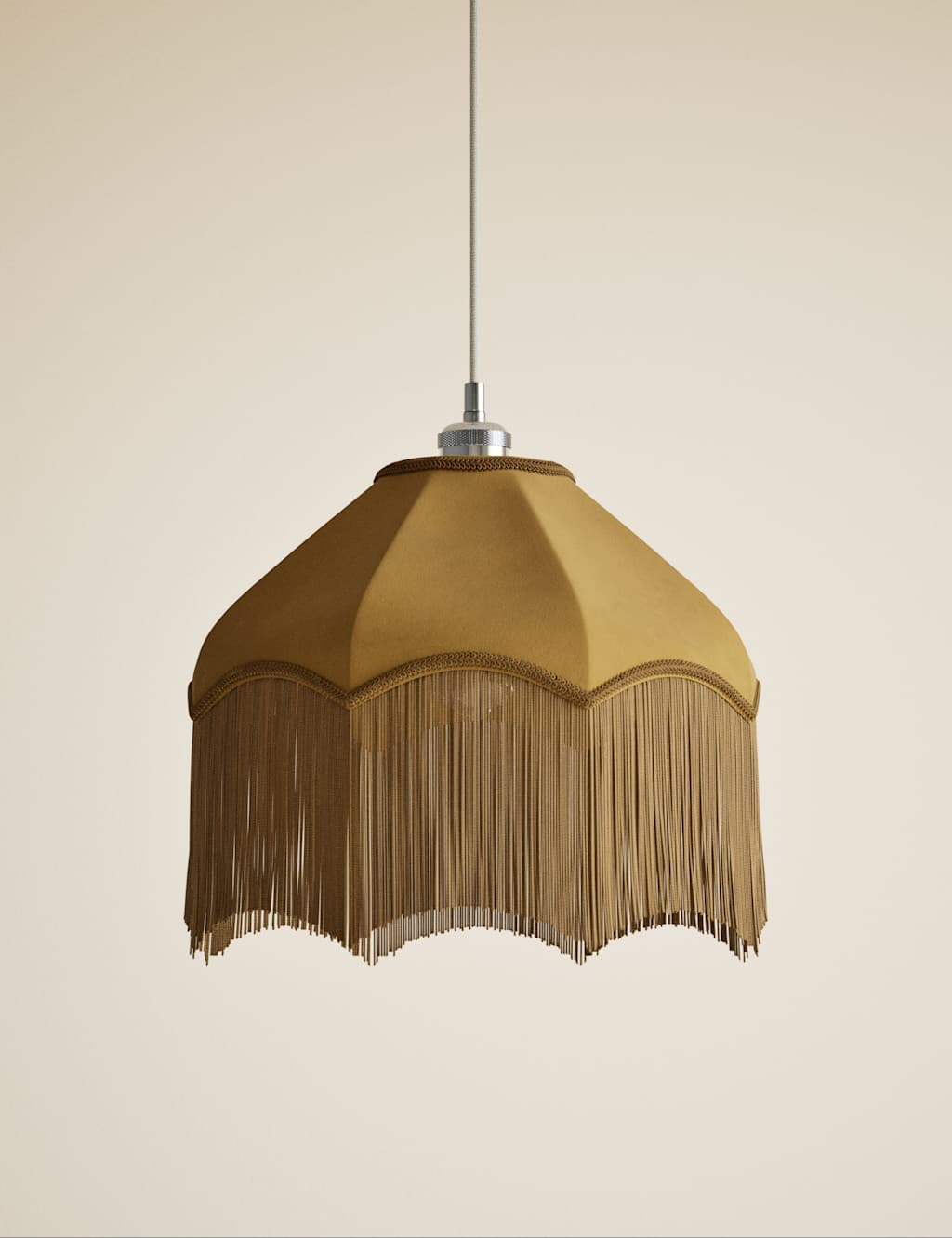 Fringed Velvet Lamp Shade 7 of 8