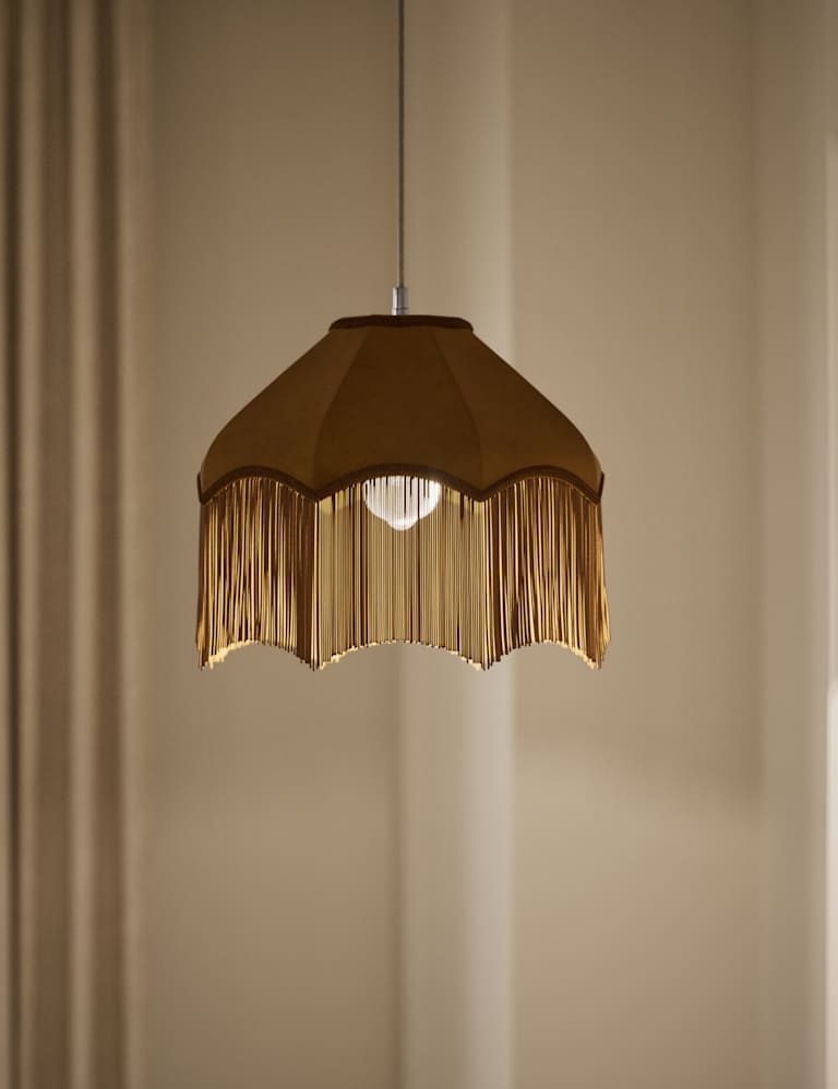 Fringed Velvet Lamp Shade, M&S Collection