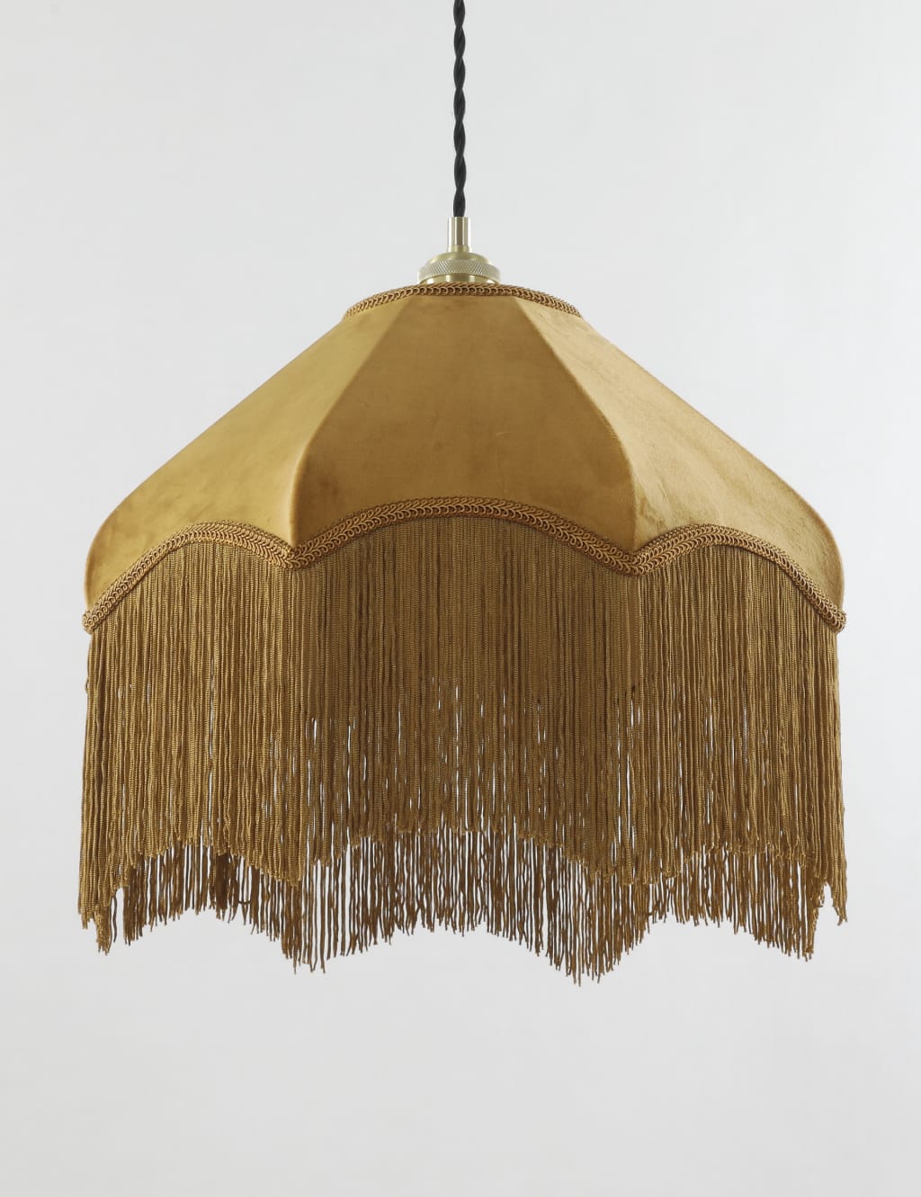 Fringed Velvet Lamp Shade 2 of 8