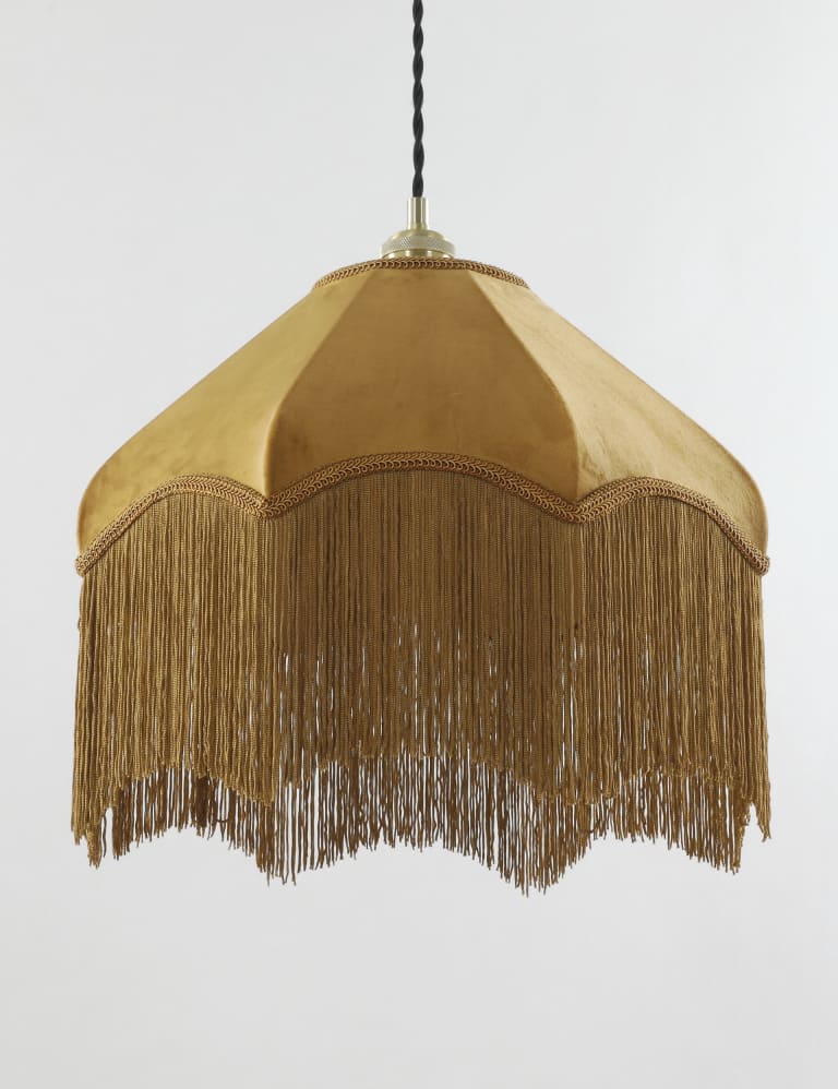 Fringed Velvet Lamp Shade 1 of 8