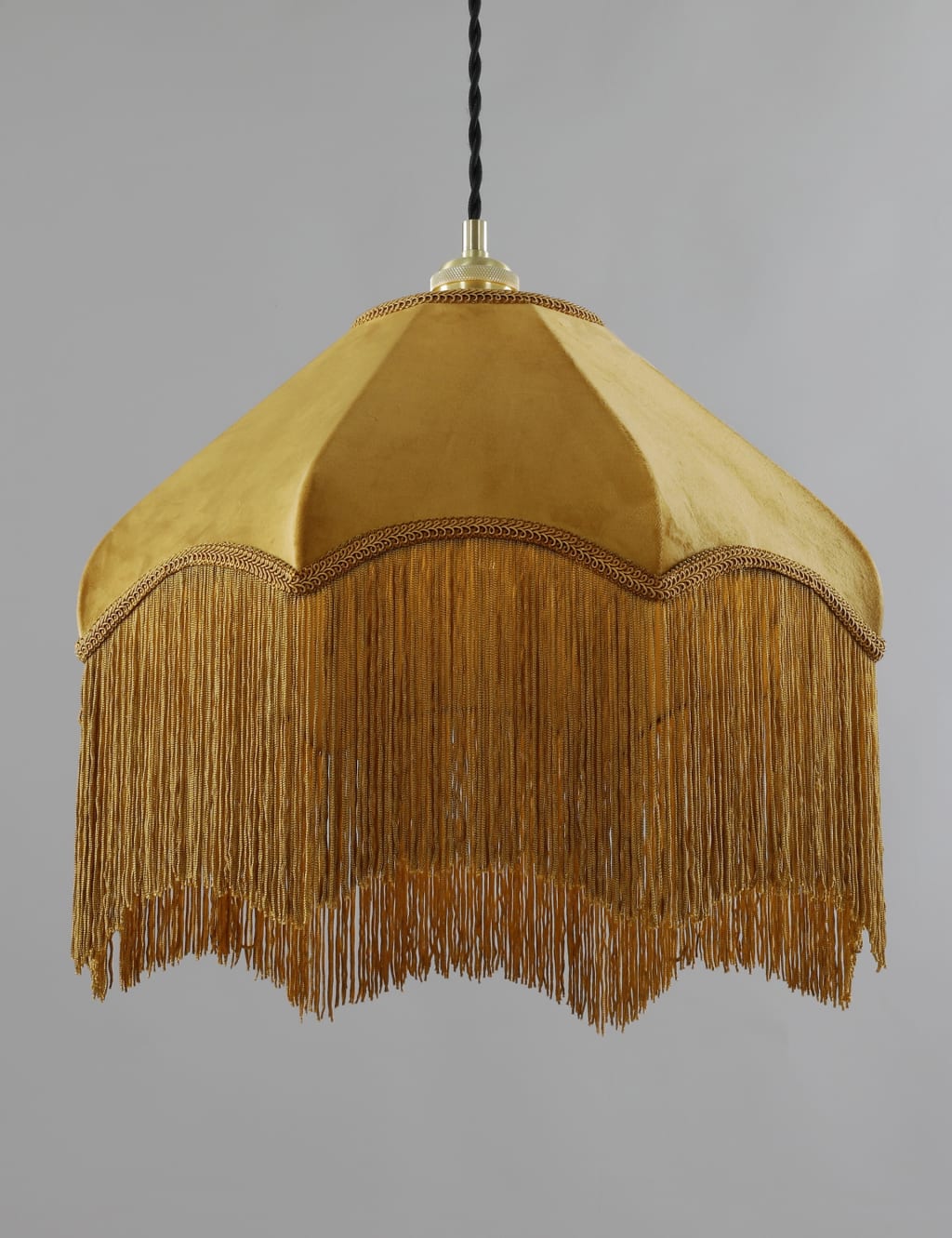 Fringed Velvet Lamp Shade 6 of 8