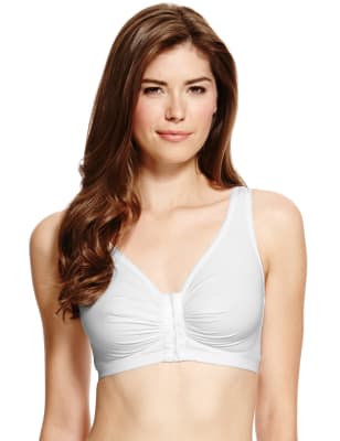 NEW MARKS AND Spencer Front Fastening Non Wired Bra In White £10.00 -  PicClick UK