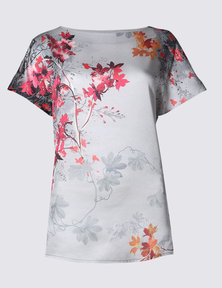 Front Floral Print Short Sleeve Jersey Top 2 of 4