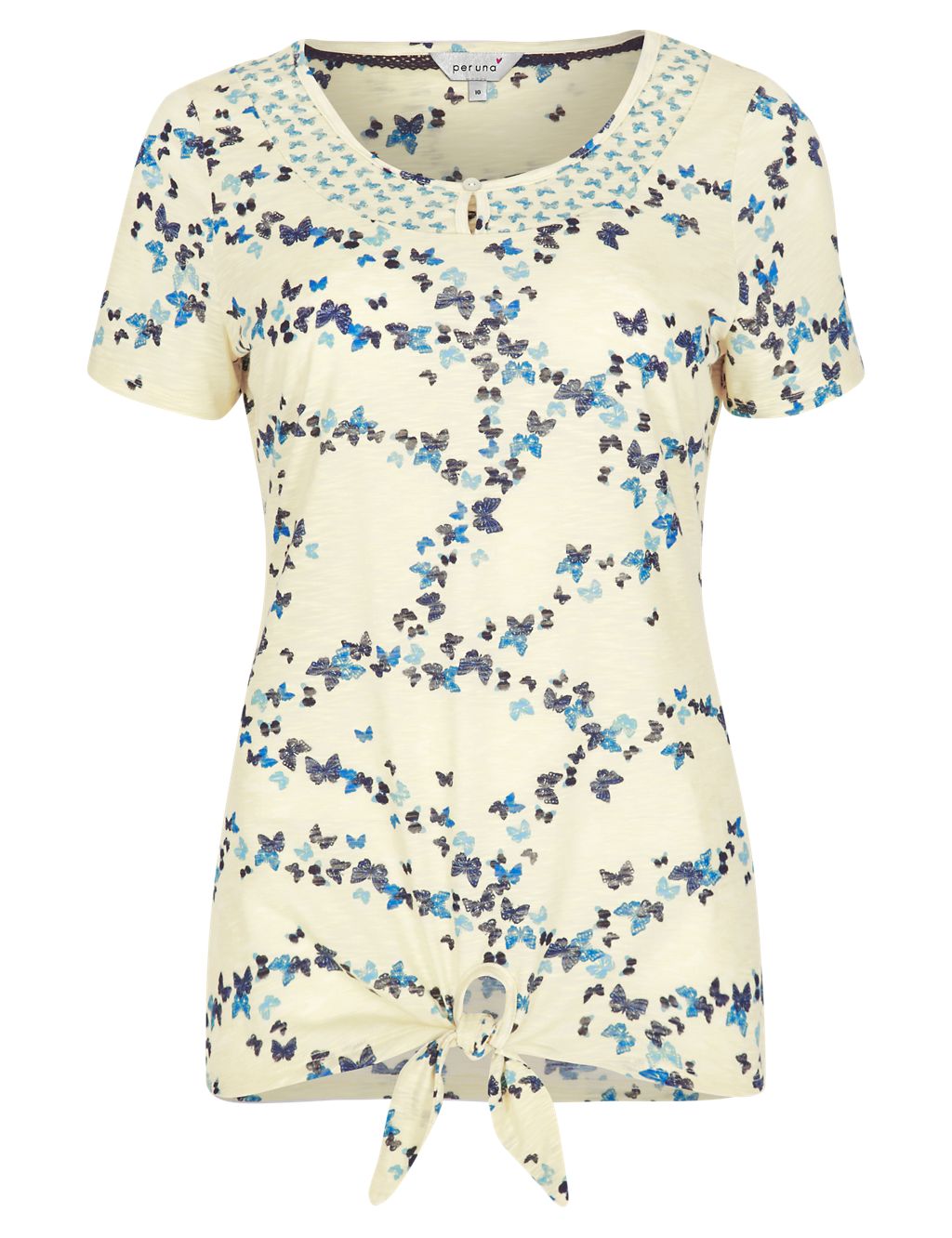 Front Knot Butterfly Print T-Shirt 1 of 5