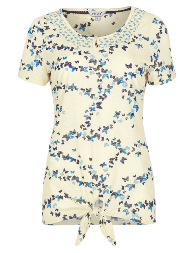 Front Knot Butterfly Print T-Shirt 3 of 5