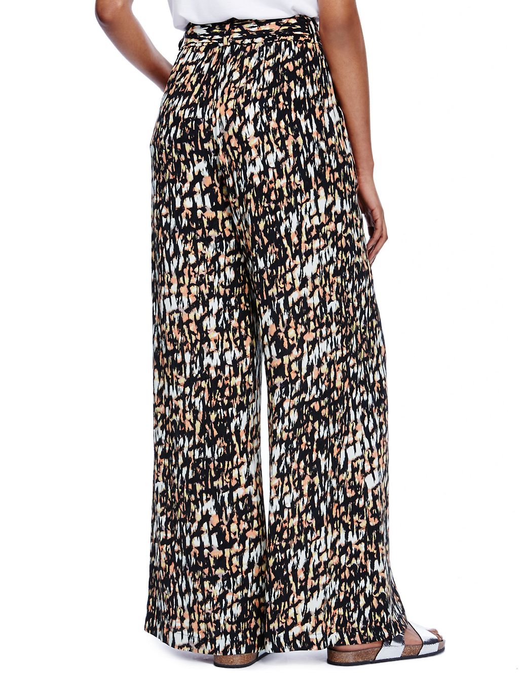 Front Tie Animal Print Wide Leg Trousers 2 of 3