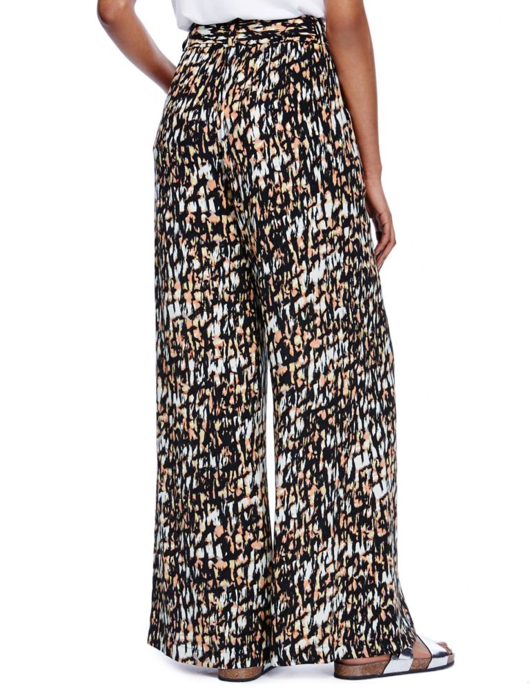 Front Tie Animal Print Wide Leg Trousers 3 of 3
