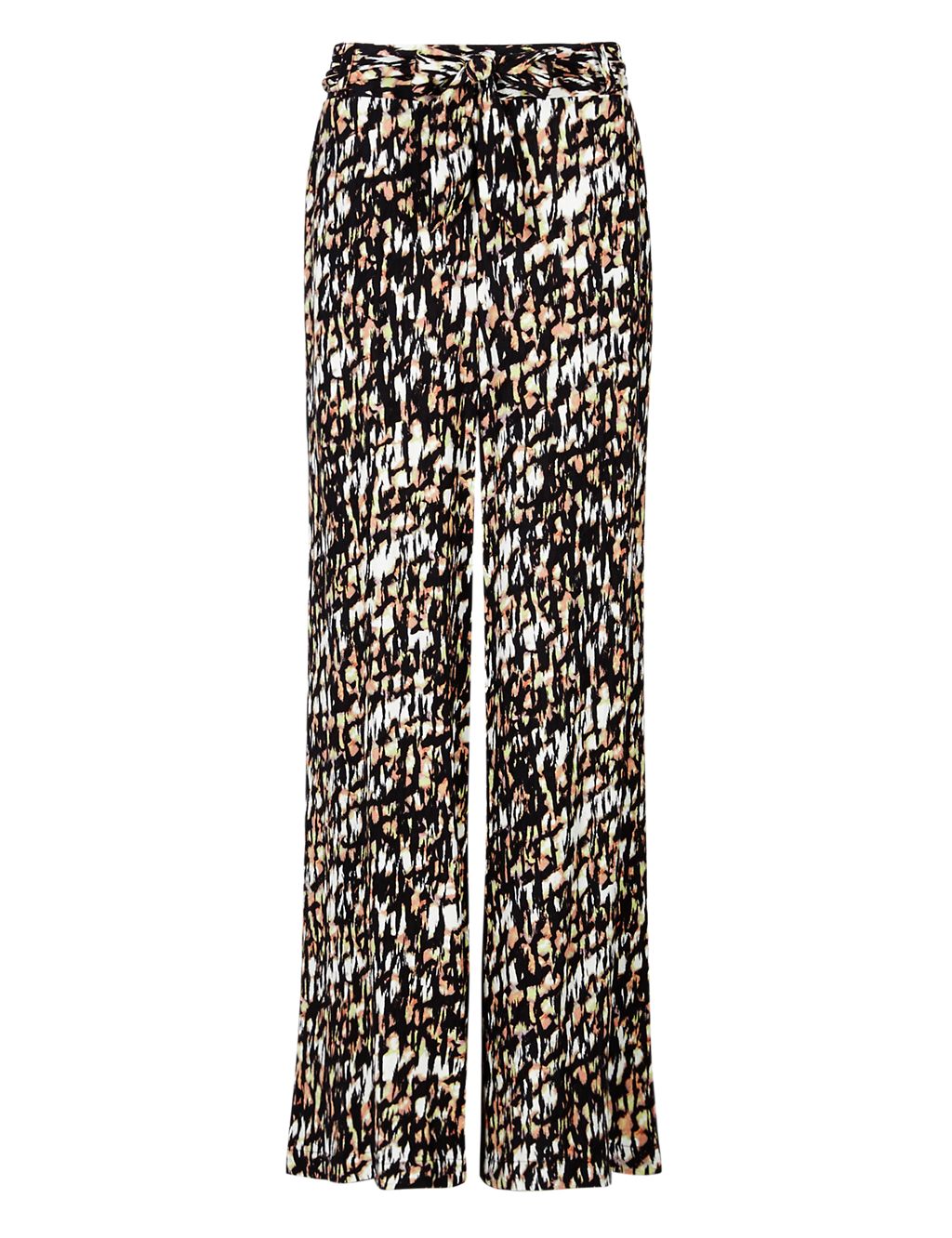 Front Tie Animal Print Wide Leg Trousers 1 of 3