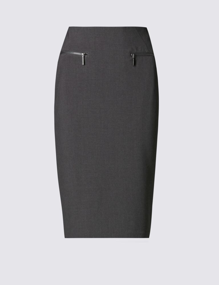 Front Twin Zip Pockets Pencil Skirt 2 of 3