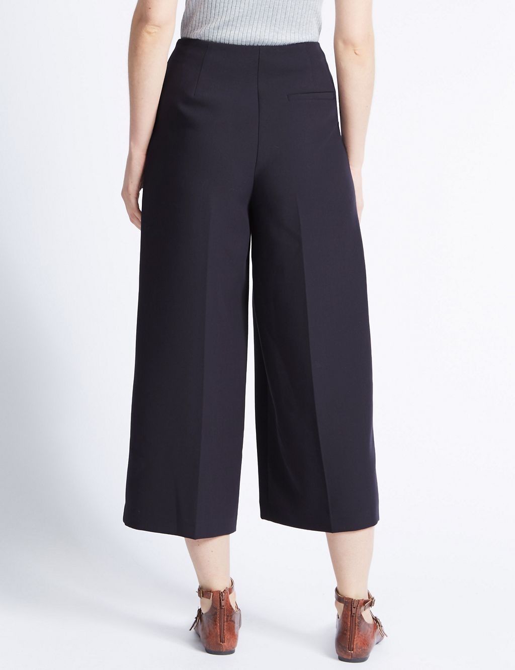 Front Zip Wide Leg Cropped Trousers 2 of 3
