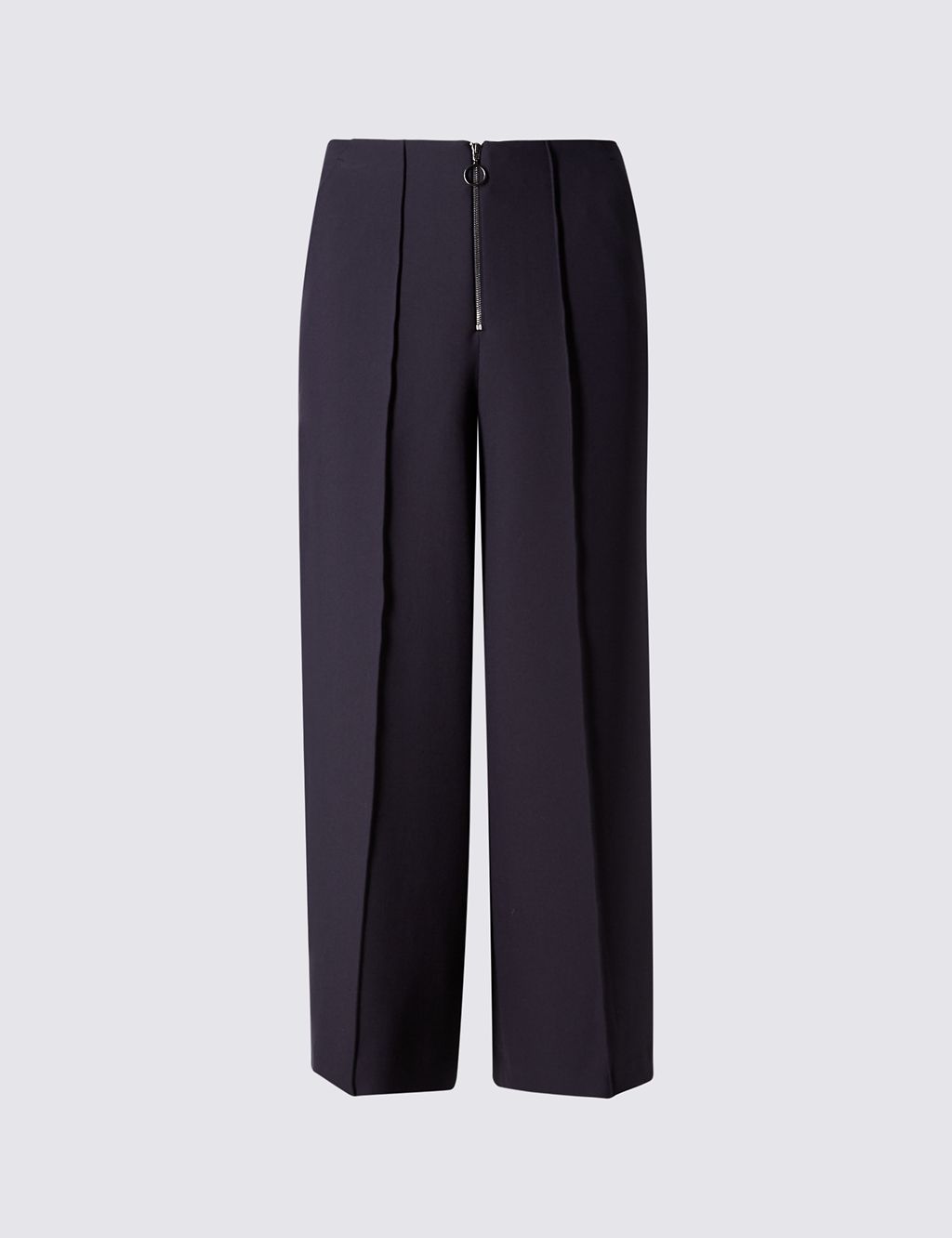 Front Zip Wide Leg Cropped Trousers 1 of 3