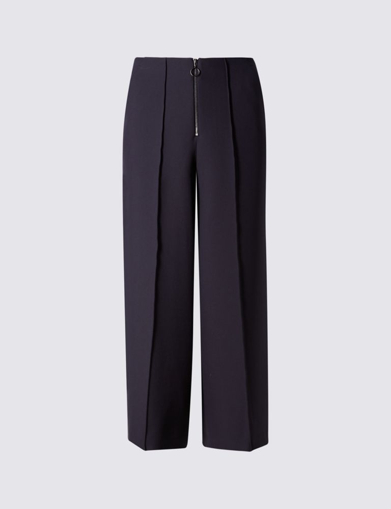 Front Zip Wide Leg Cropped Trousers 2 of 3