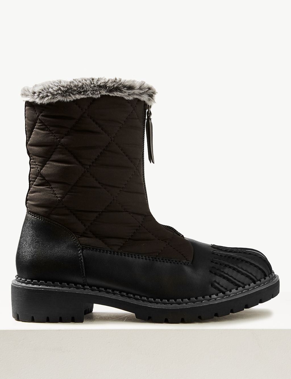 Front Zipped Quilted Duck Boots 1 of 6