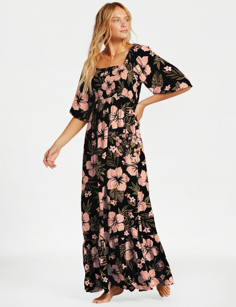 Full Bloom Floral Square Neck Beach Dress 3 of 6