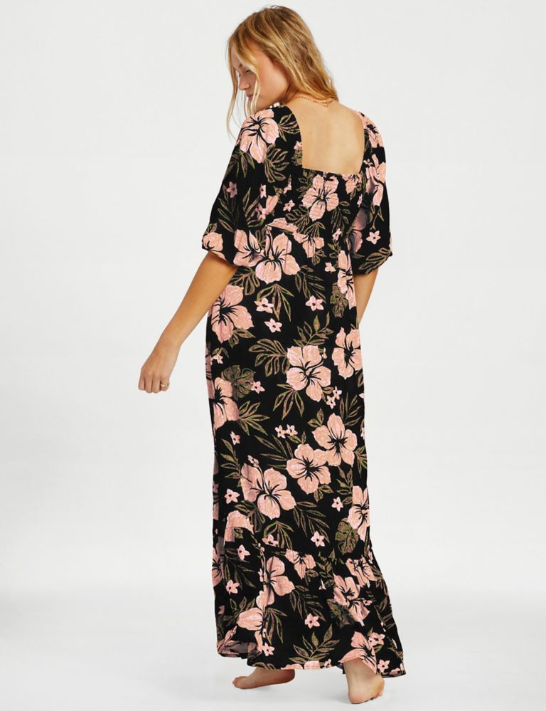 Full Bloom Floral Square Neck Beach Dress 4 of 6