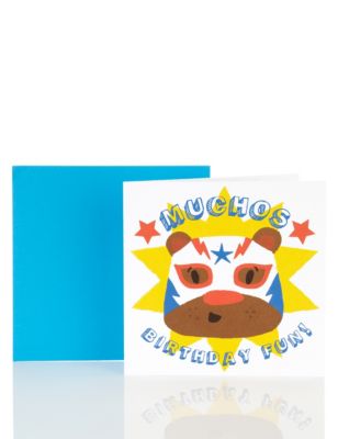 Fun Wrestler Bear Kids Birthday Card Image 1 of 2