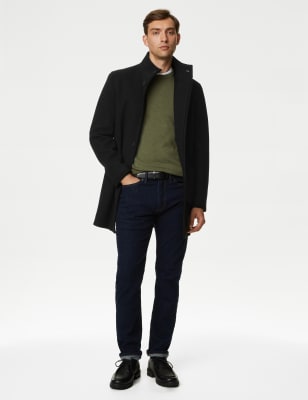 Mens slim fit 2025 funnel neck coat