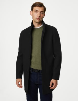 Mens slim fit 2025 funnel neck coat