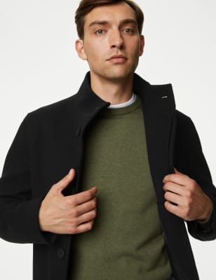 Mens slim fit 2025 funnel neck coat