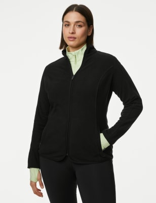 M&S Womens Goodmove Funnel Neck Fleece, 12, Black - HelloSupermarket