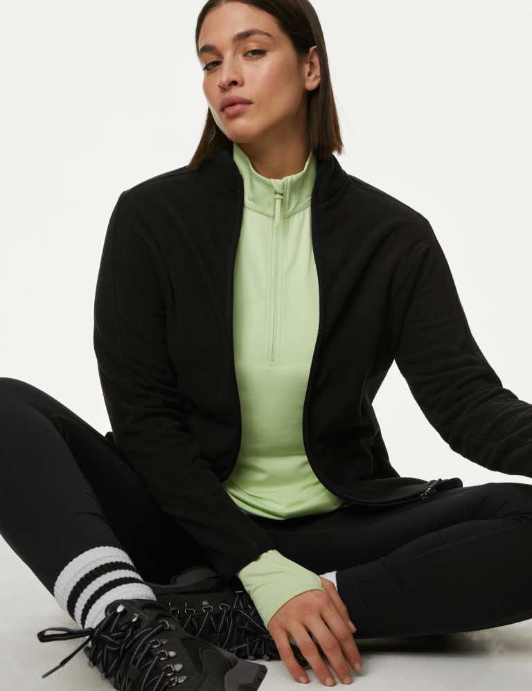 Goodmove, Funnel Neck Zip Up Running Top - Black