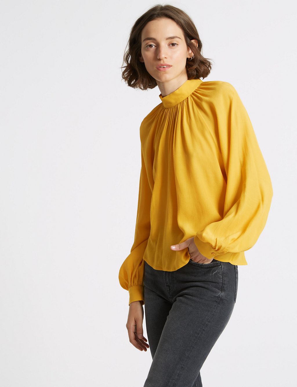 Funnel Neck Long Sleeve Blouse 3 of 5