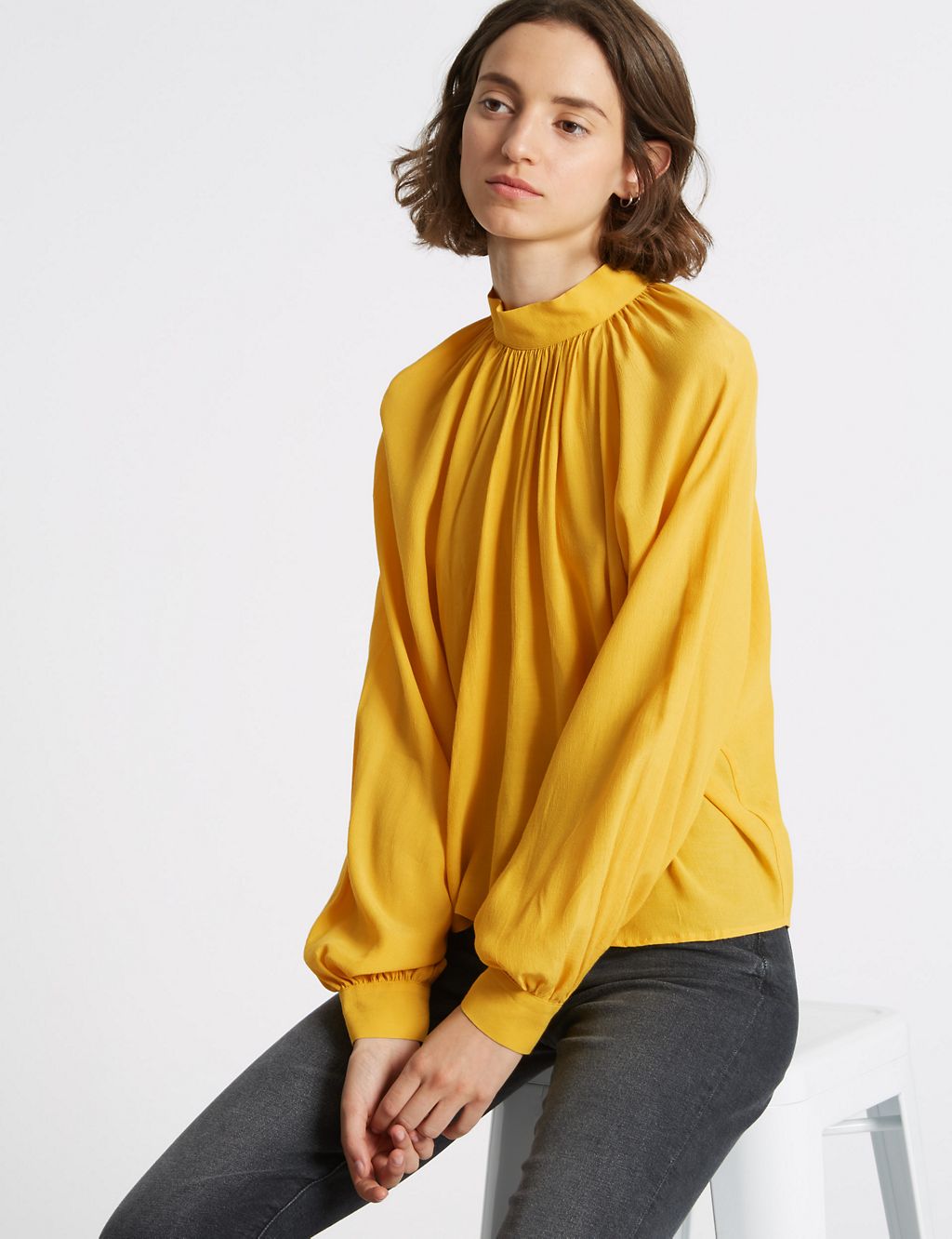 Funnel Neck Long Sleeve Blouse 2 of 5