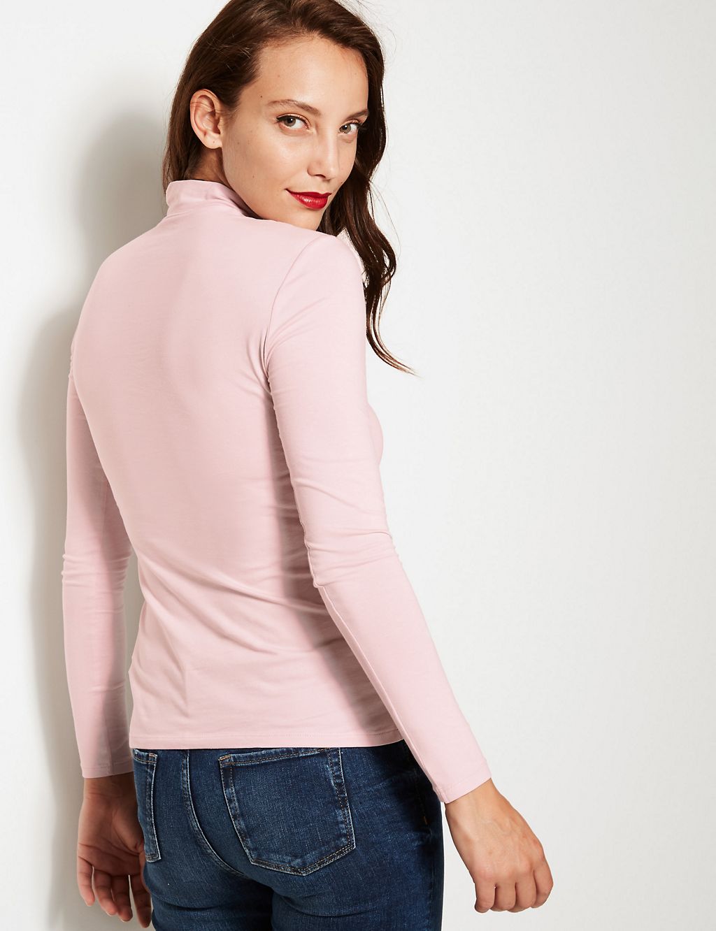 Funnel Neck Long Sleeve Fitted T-Shirt 4 of 4