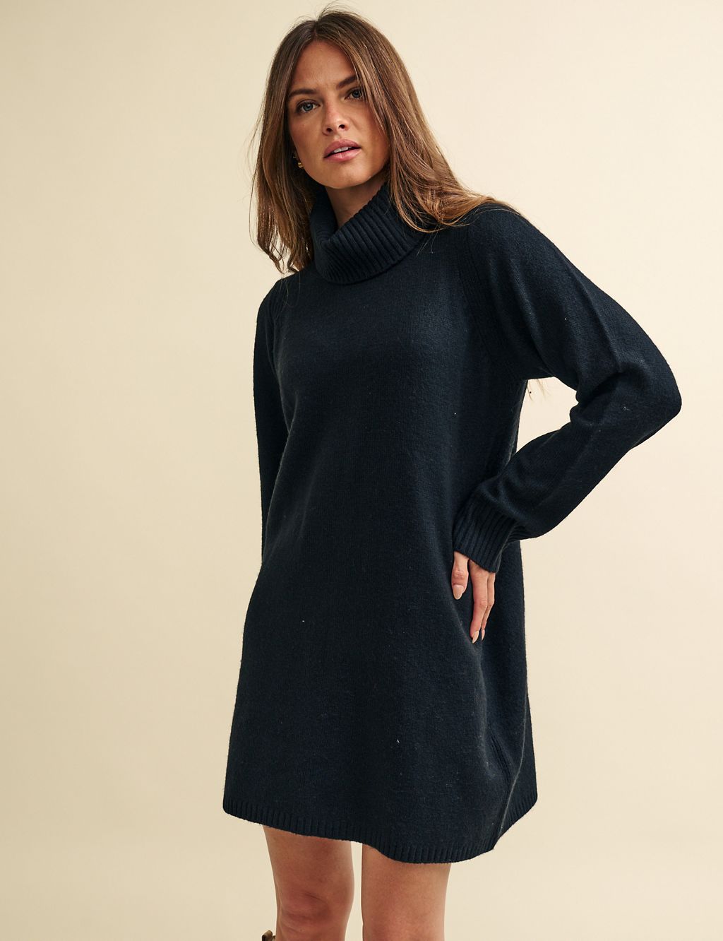 Funnel Neck Mini Jumper Dress with Wool | Nobody's Child | M&S