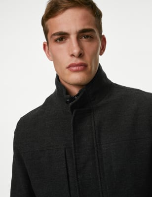 Funnel Neck Moleskin Jacket M S Collection M S