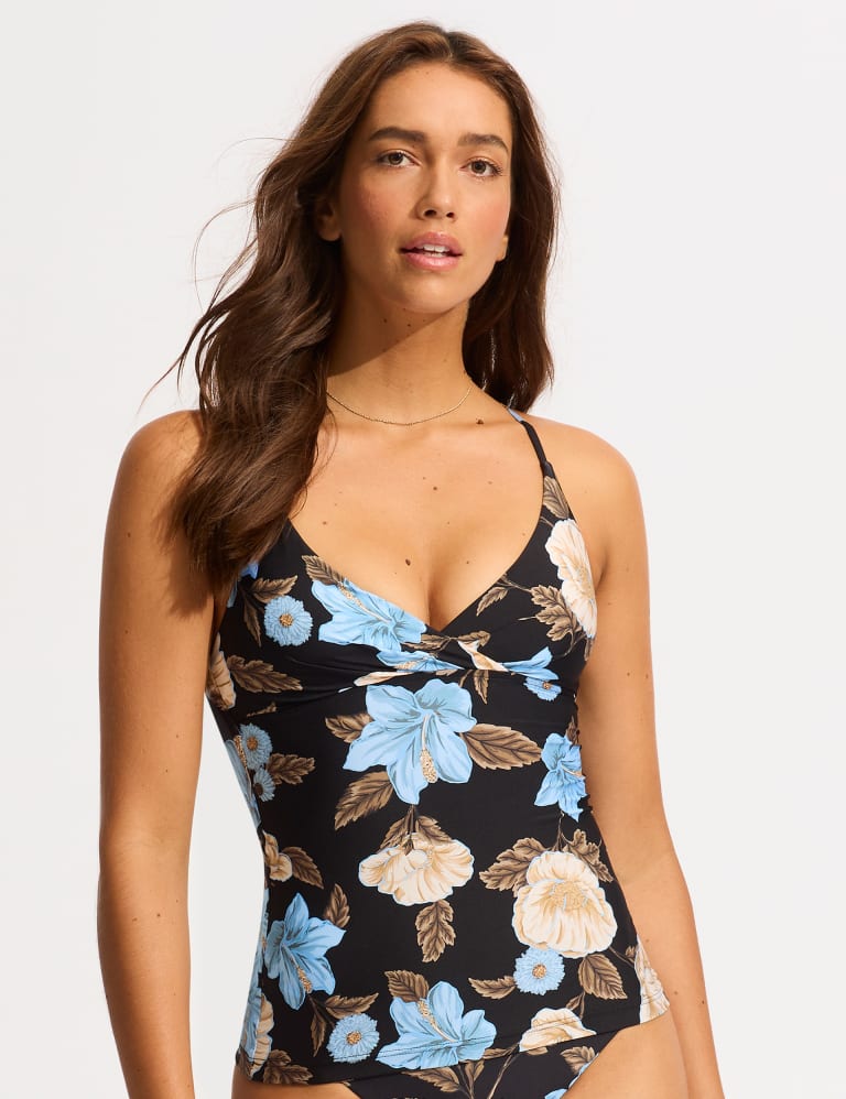 Garden Party Padded Wrap Front Tankini Top Seafolly M S