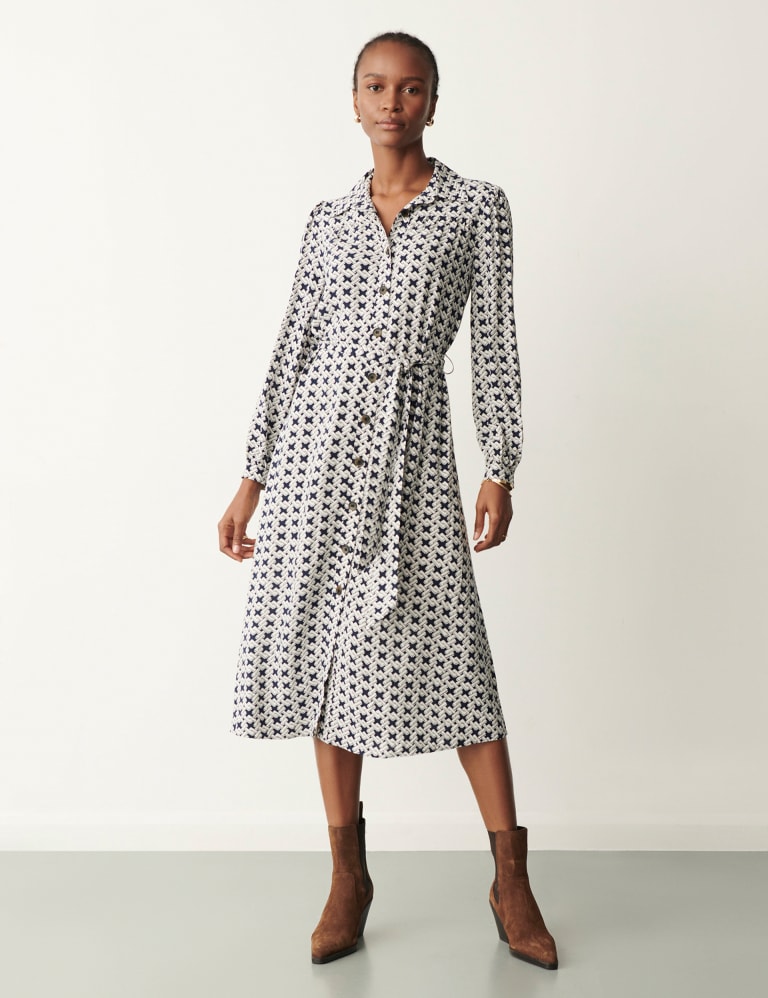 Grey midi shirt dress hot sale