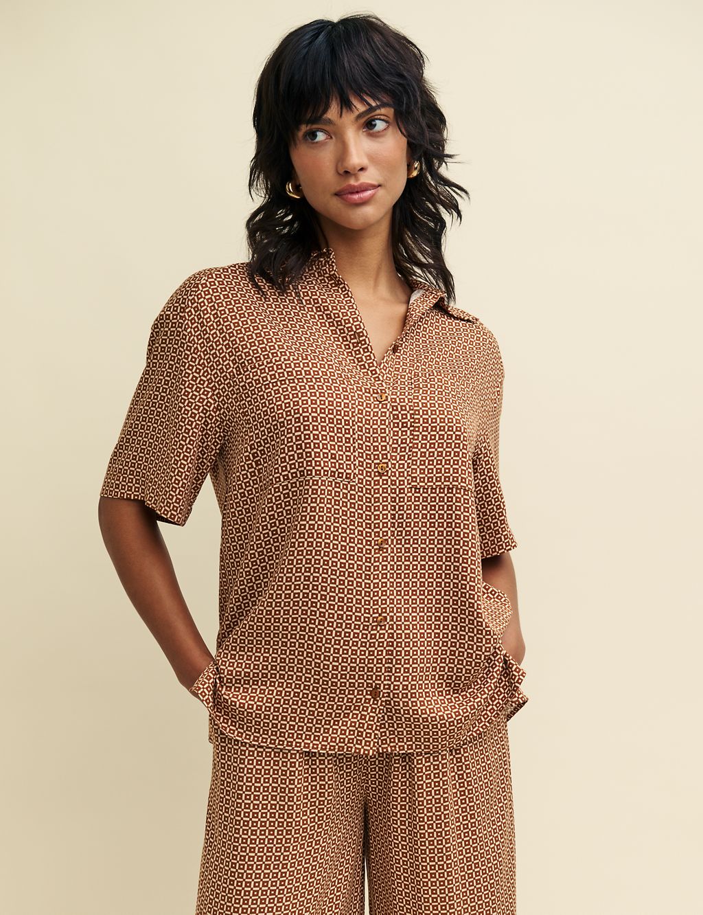 Geometric Collared Relaxed Shirt 3 of 6