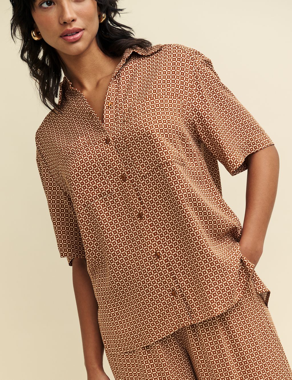 Geometric Collared Relaxed Shirt 2 of 6