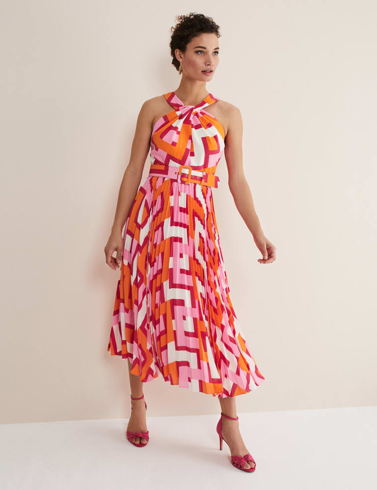 Metallic embroidered jersey chiffon on sale halter dress