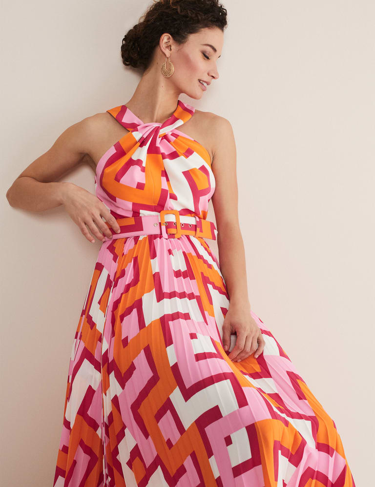 Geometric Halter Neck Midi Swing Dress Phase Eight M S