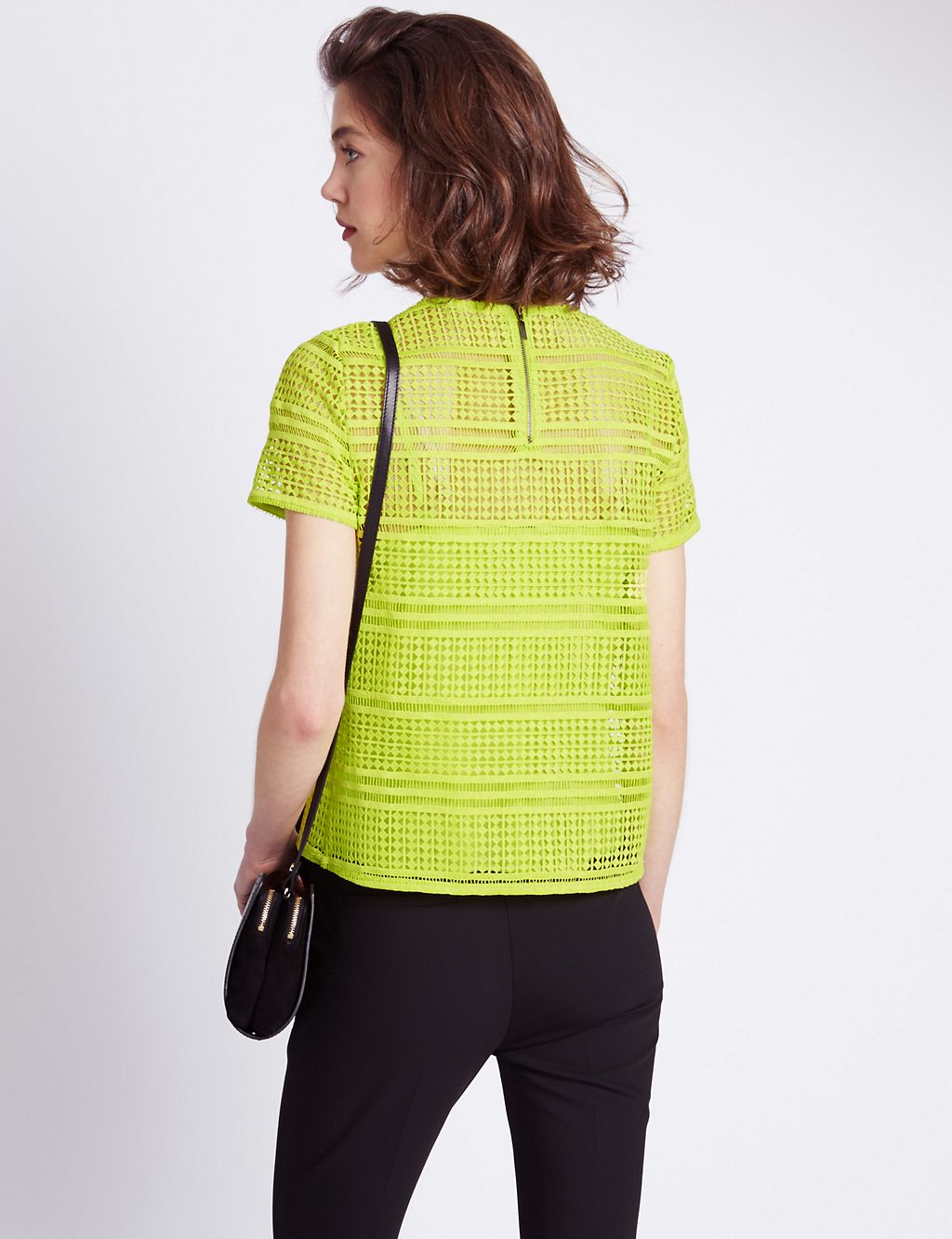 Geometric Lace Short Sleeve Jersey Top 2 of 3