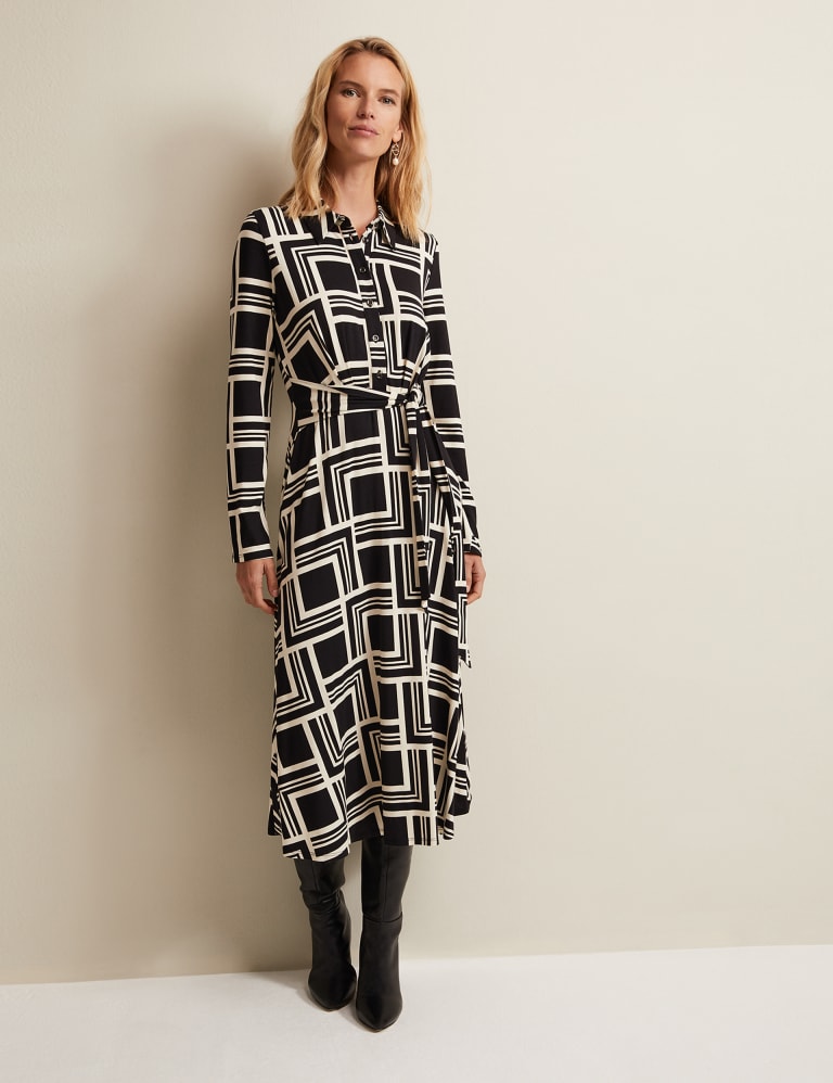 Geometric Midi Shirt Dress 1 of 6