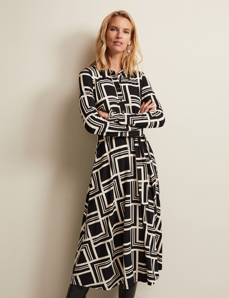 Geometric Midi Shirt Dress 4 of 6