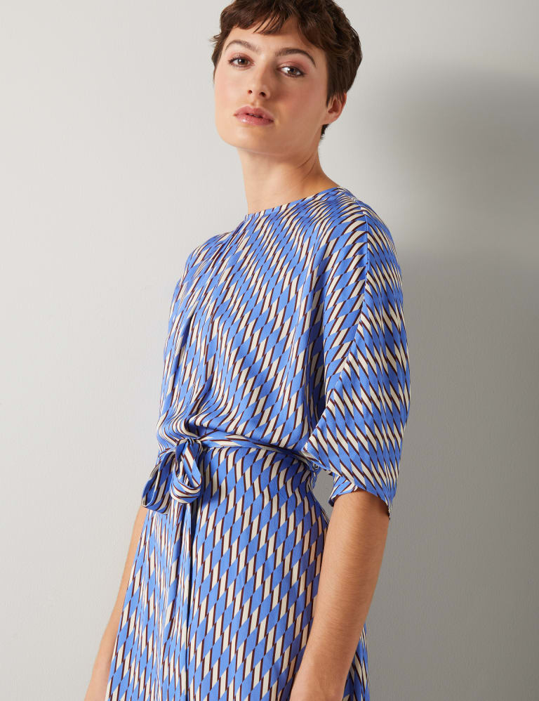 Geometric Midi Waisted Dress LK BENNETT M S