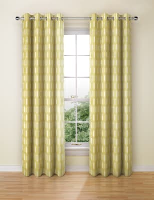 Geometric Print Eyelet Curtains M S