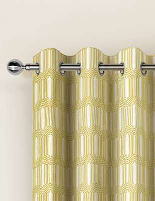 Geometric Print Eyelet Curtains M S