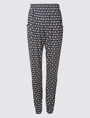 Geometric Print Jersey Tapered Leg Trousers Image 2 of 6