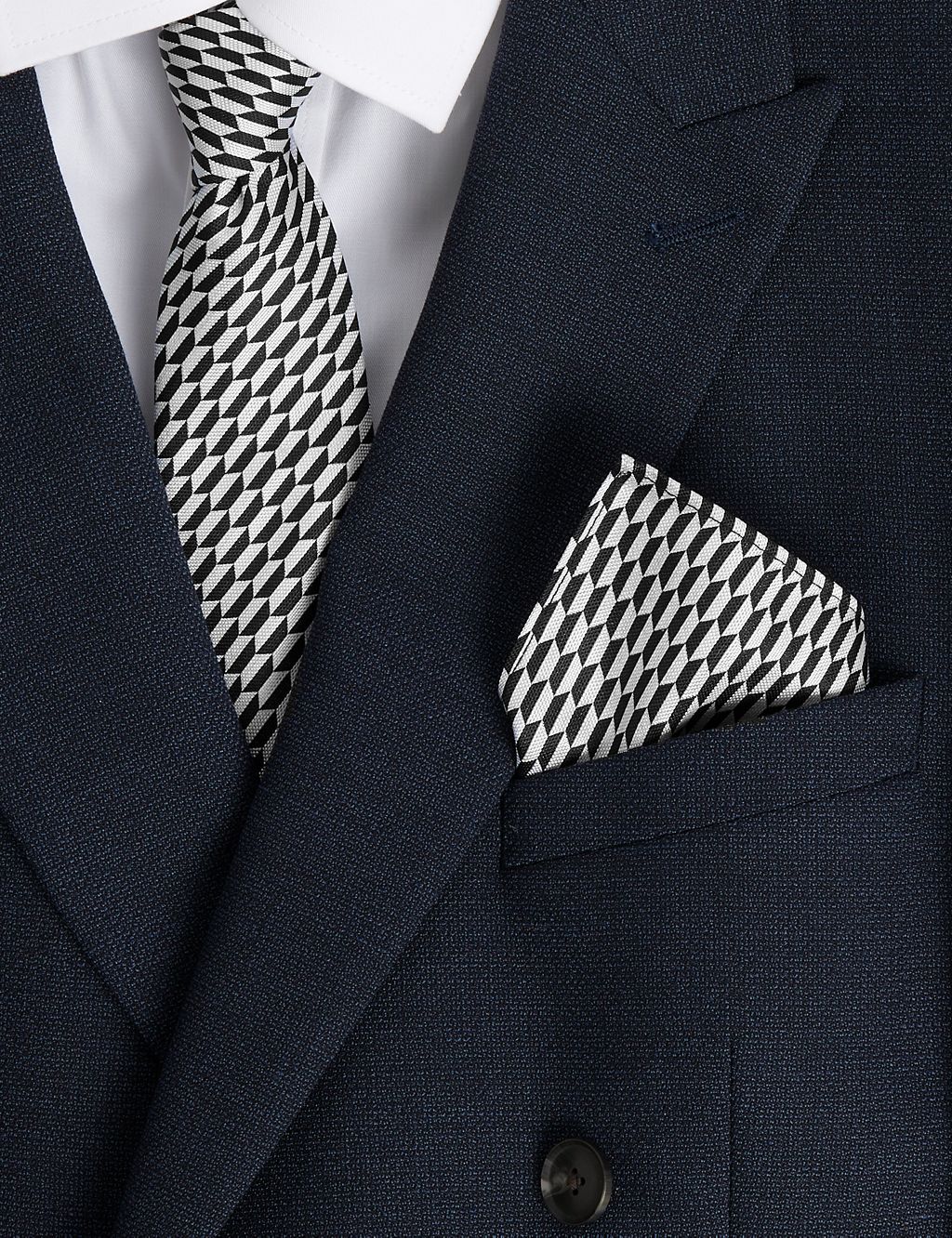 Geometric Pure Silk Tie & Pocket Square Set | Autograph | M&S