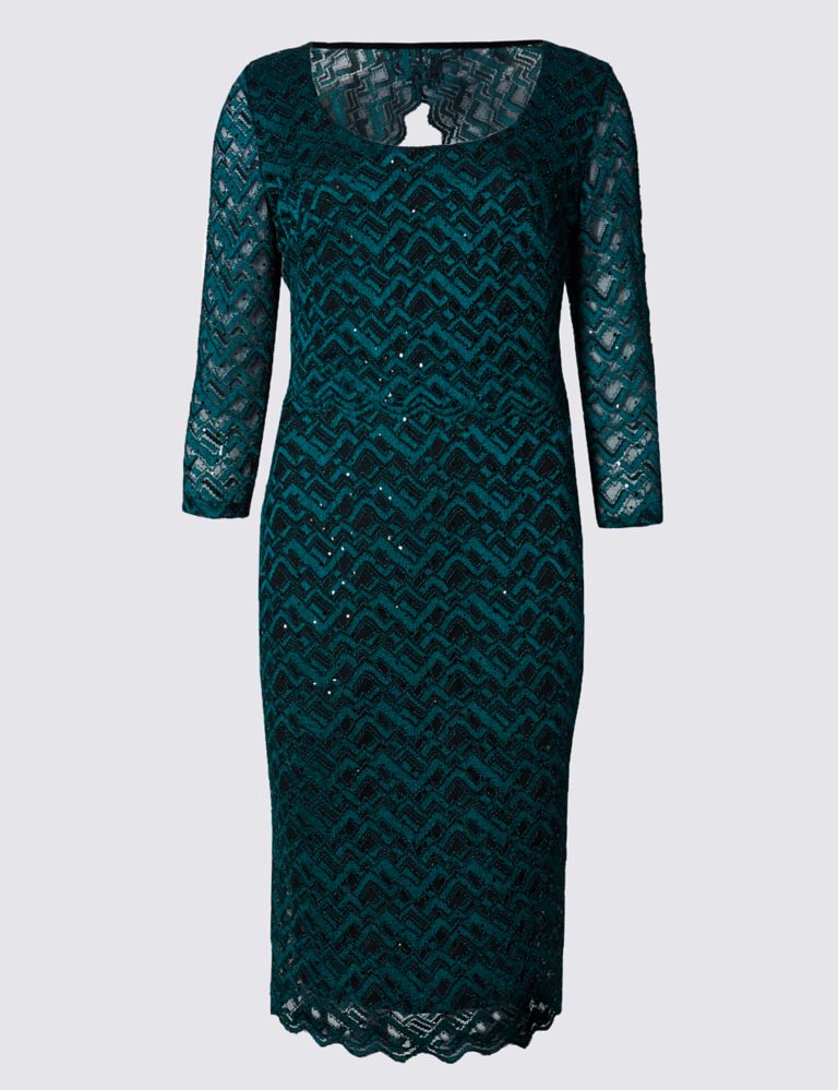 Geometric Sparkle Lace Shift Dress 2 of 3