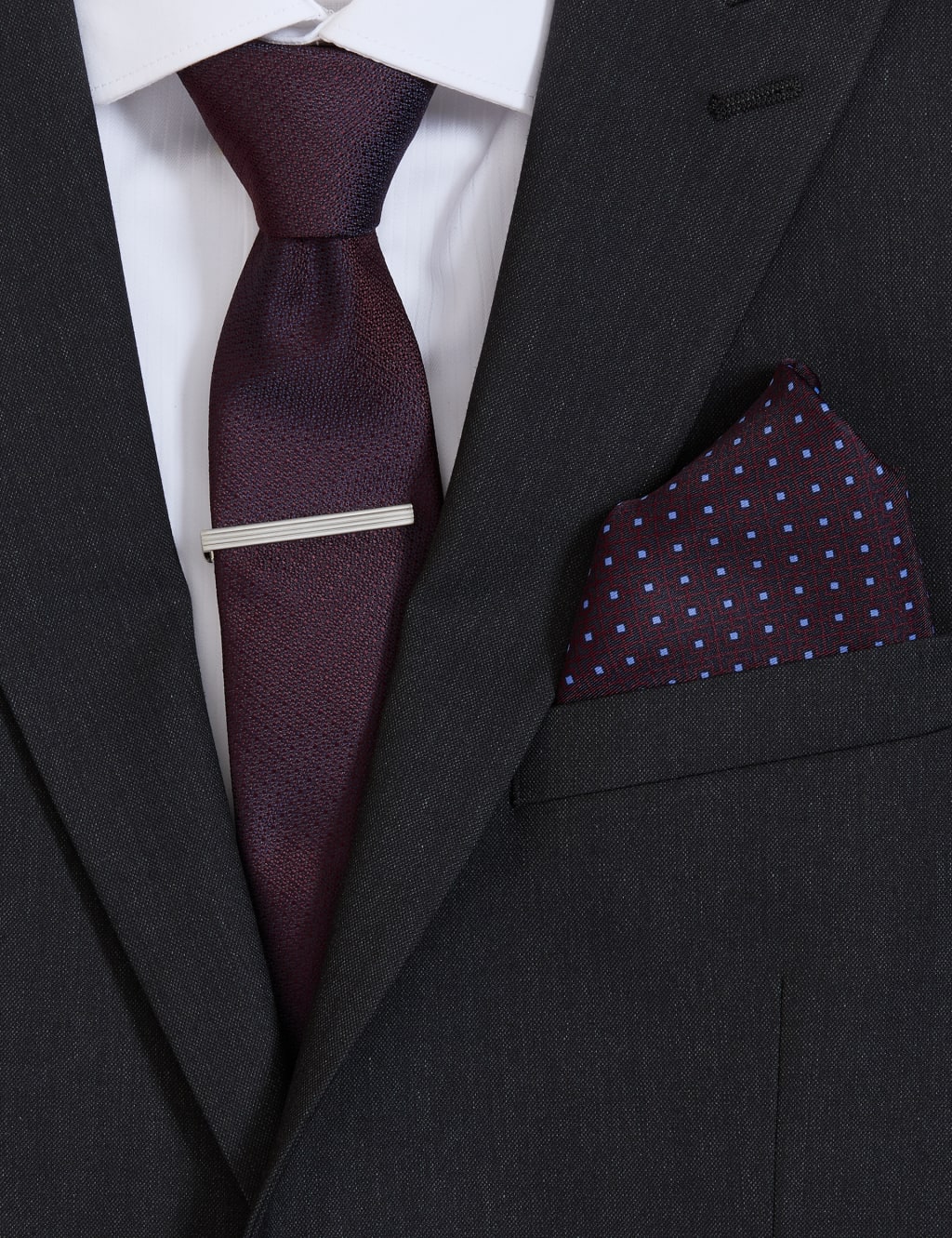 Geometric Tie, Pin and Pocket Square Set M&S Collection M&S