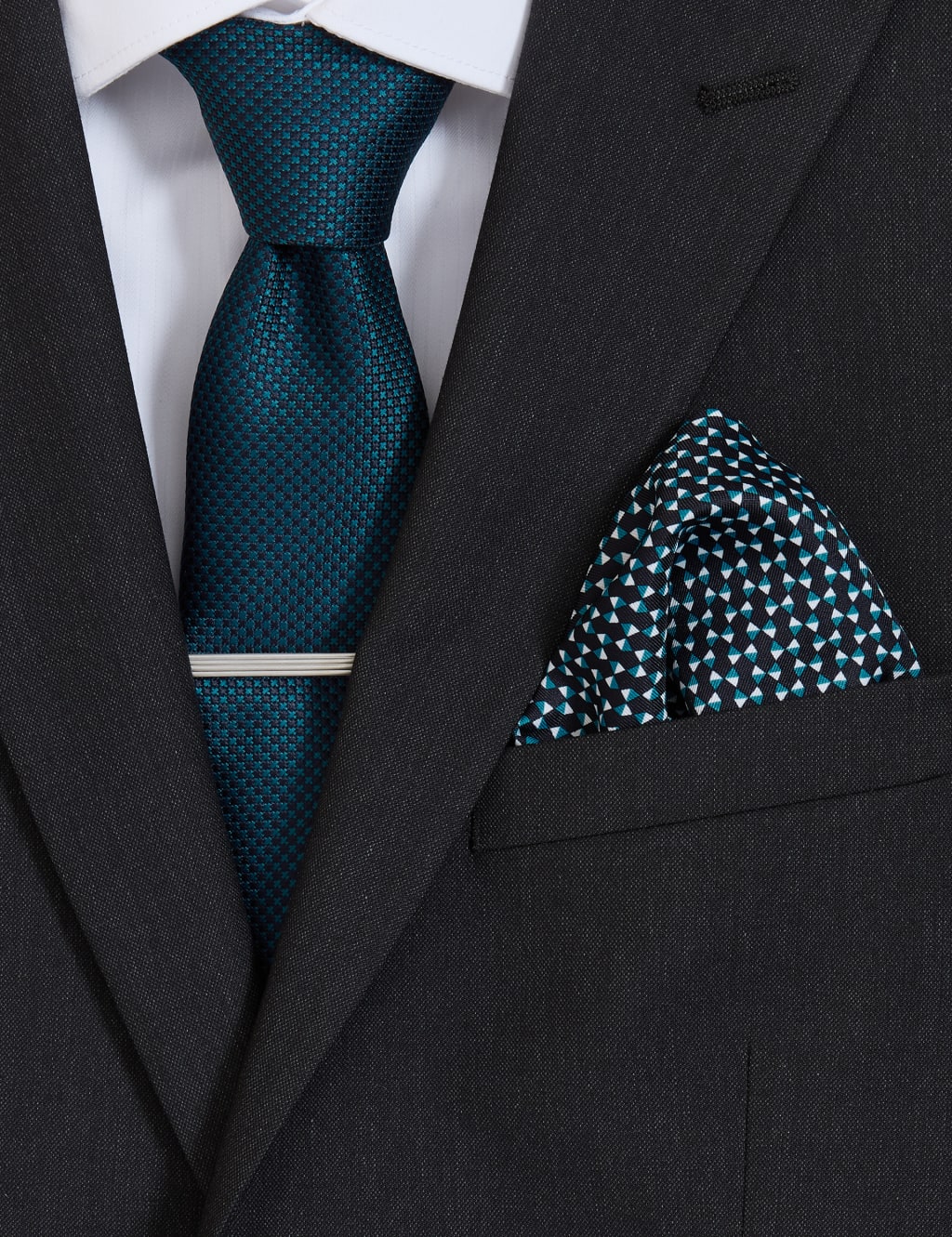 Geometric Tie, Pin and Pocket Square Set M&S Collection M&S