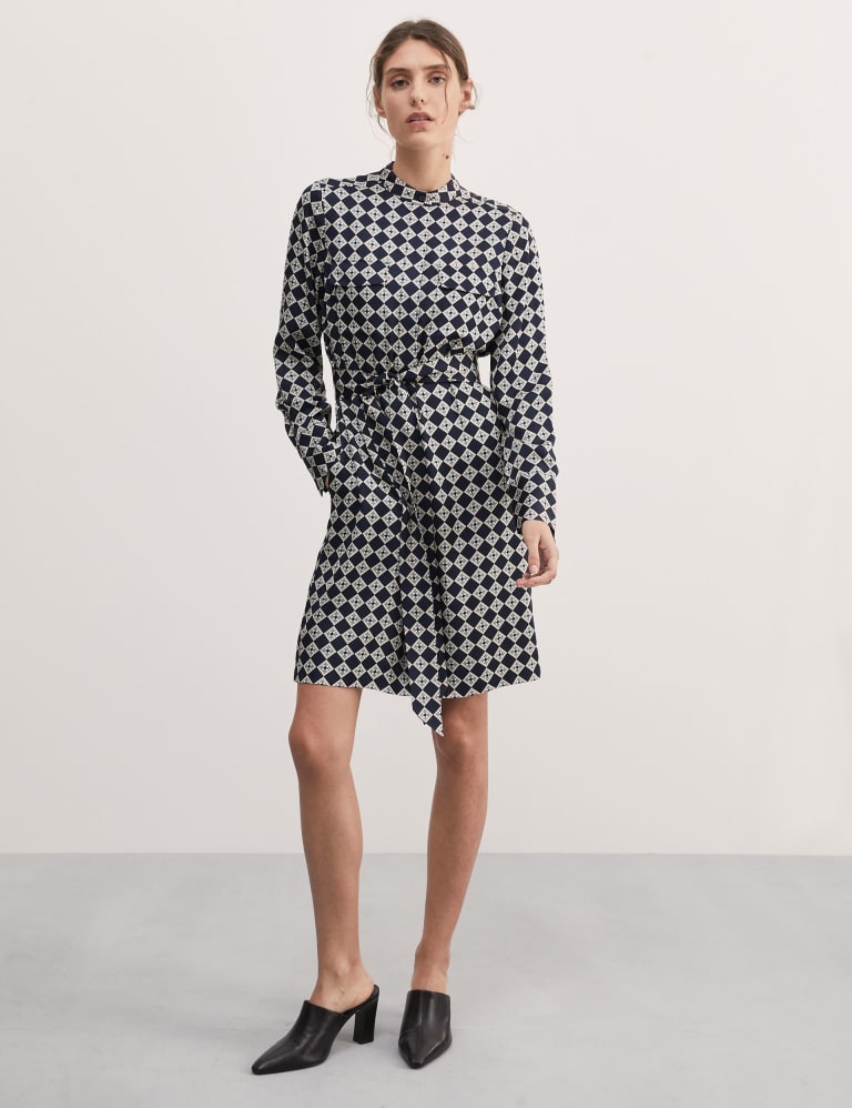 Warehouse houndstooth cheap midi shirt dress