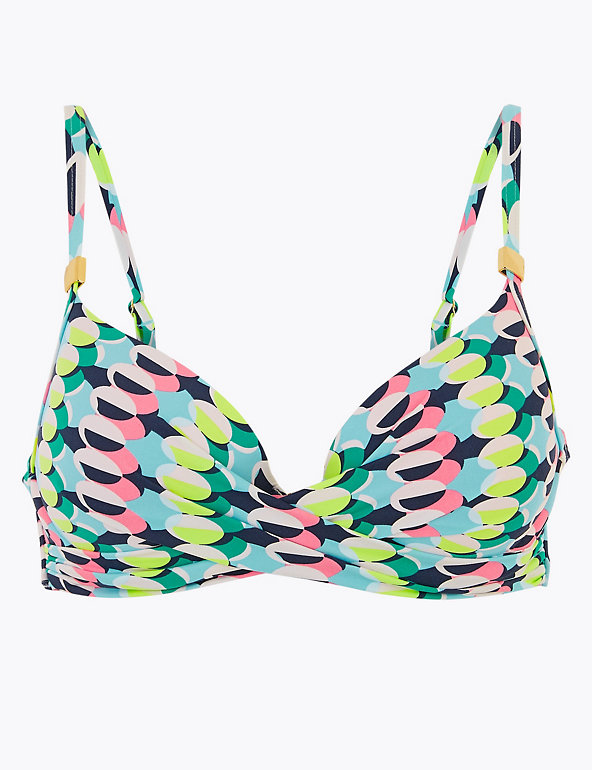 Geometric Underwired Plunge Bikini Top | M&S Collection | M&S