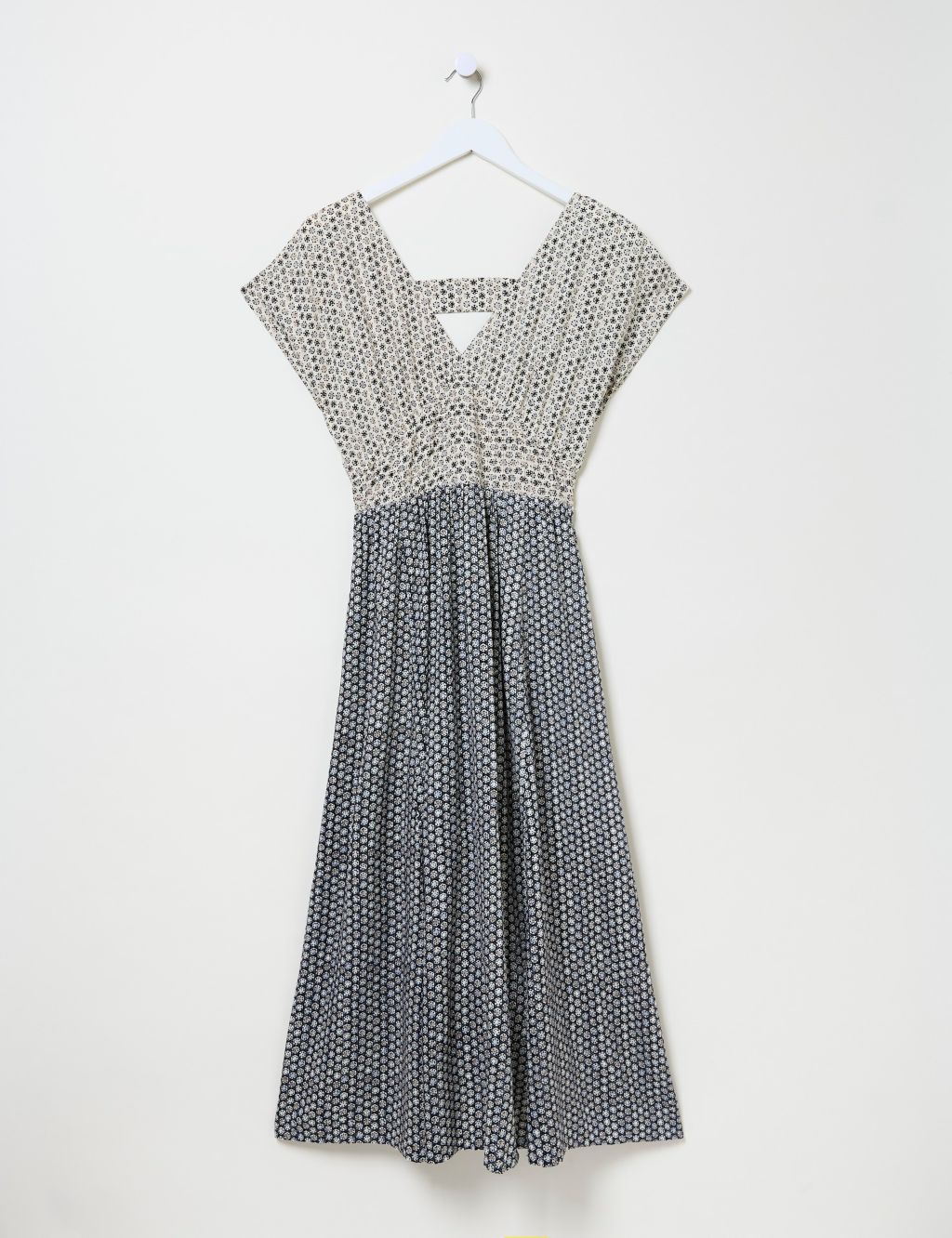 Geometric V-Neck Midi Waisted Dress 1 of 7